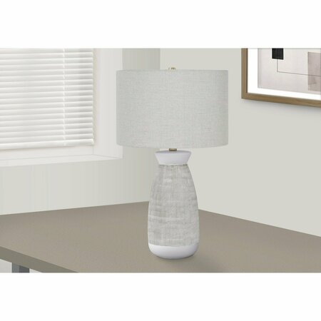 MONARCH SPECIALTIES Lighting, 27 in.H, Table Lamp, Grey Ceramic, Grey Shade, Contemporary I 9725